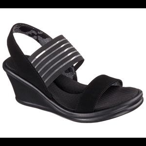 Skechers sandals rumbler sci fi black wedge